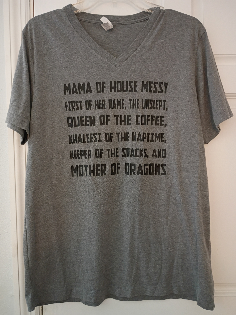 Bella Canvas Gray V-Neck 'Mama of House Messy' Graphic Tee